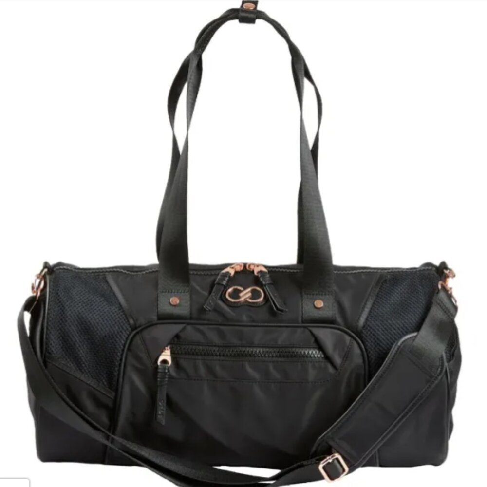 CALIA Rolled Duffle bag black with Rose gold hardware